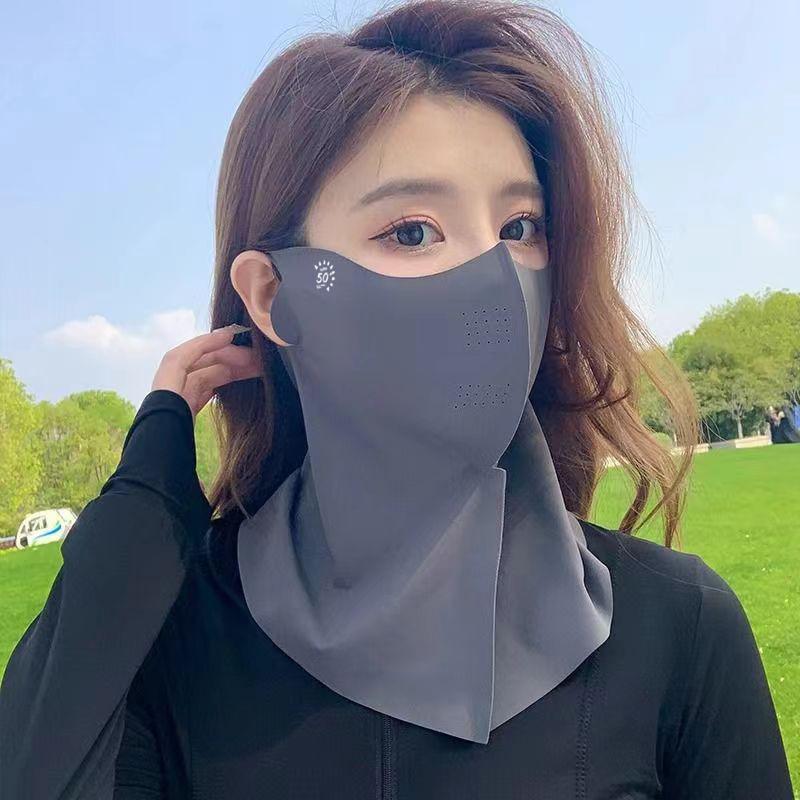 Summer Women's Sunscreen Face Mask, Outdoor Cycling Mask, Scarf, Ice Silk Mask, Neck Protection, UV Protection, Breathable