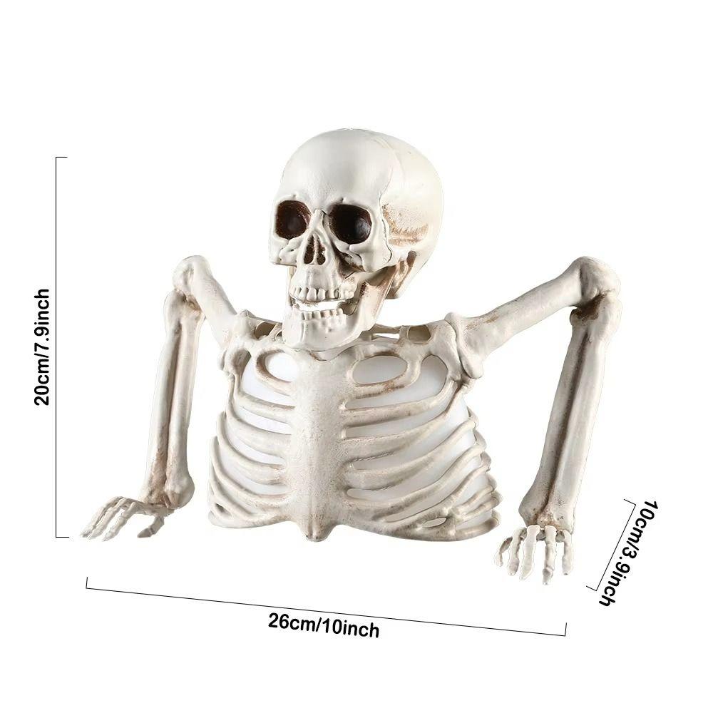 Colorful Halloween Skull Lamp Horror Props Tricky Horror Toys Luminous Skull Decoration Half-skeleton Man with Light