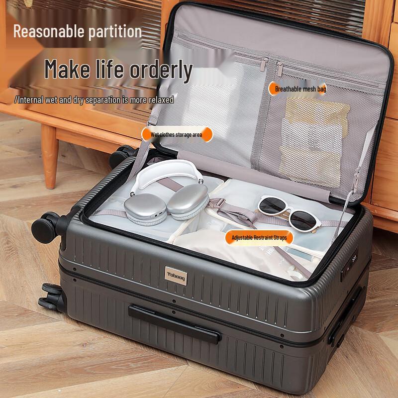 TOBOOG 24-inch Front-Opening Hardside Luggage with Cup Holder
