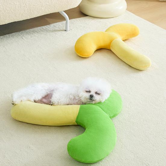 Almofada de Pescoço de Pelúcia para Pet, Almofada Macia para Dormir para Cães Pequenos e Gatos, Brinquedo de Abraçar em Forma de Broto de Feijão para Filhote de Cachorro e Gato