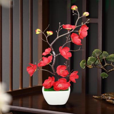 Künstlicher Pflaumenblüten-Bonsai-Topf Desktop Falsche Topfpflanze für Zuhause