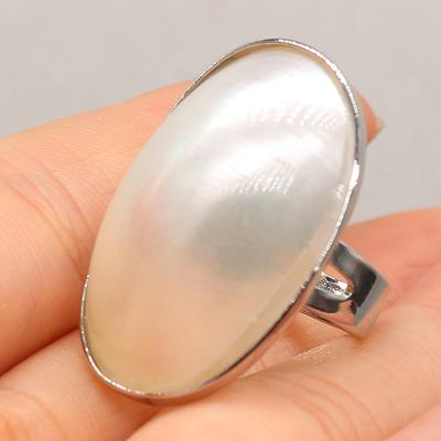 1Pc Witte Natuurlijke Ovale Shell Ring Verstelbare Schelpen Opening Ringen Voor Vrouwen Liefde Bruiloft Sieraden Geschenken 20x30mm