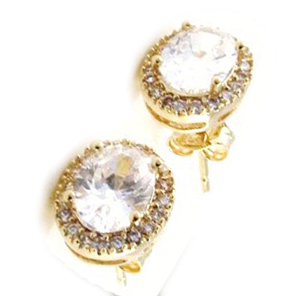Les Trésors De Lily [J0357] - Gold Plated Earrings 'Sissi' White Gold - 10x8 Mm