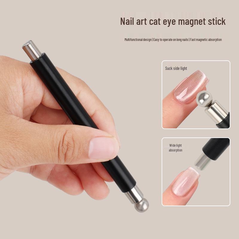 Double-Ended Cat Eye Nail Art Magnet Stick for Gel with Glass Beads