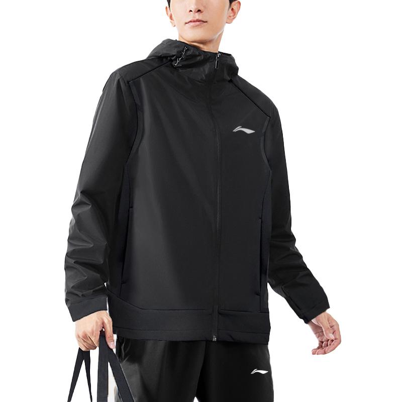 Li Ning Fleece Lined Thick Hooded Warm Jacket Men Jackets Black AFDUA71-1