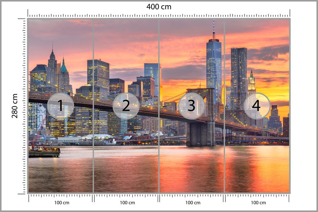 Photomural Lower Manhattan Skyline And Brooklyn Bridge Non-Woven 400x280