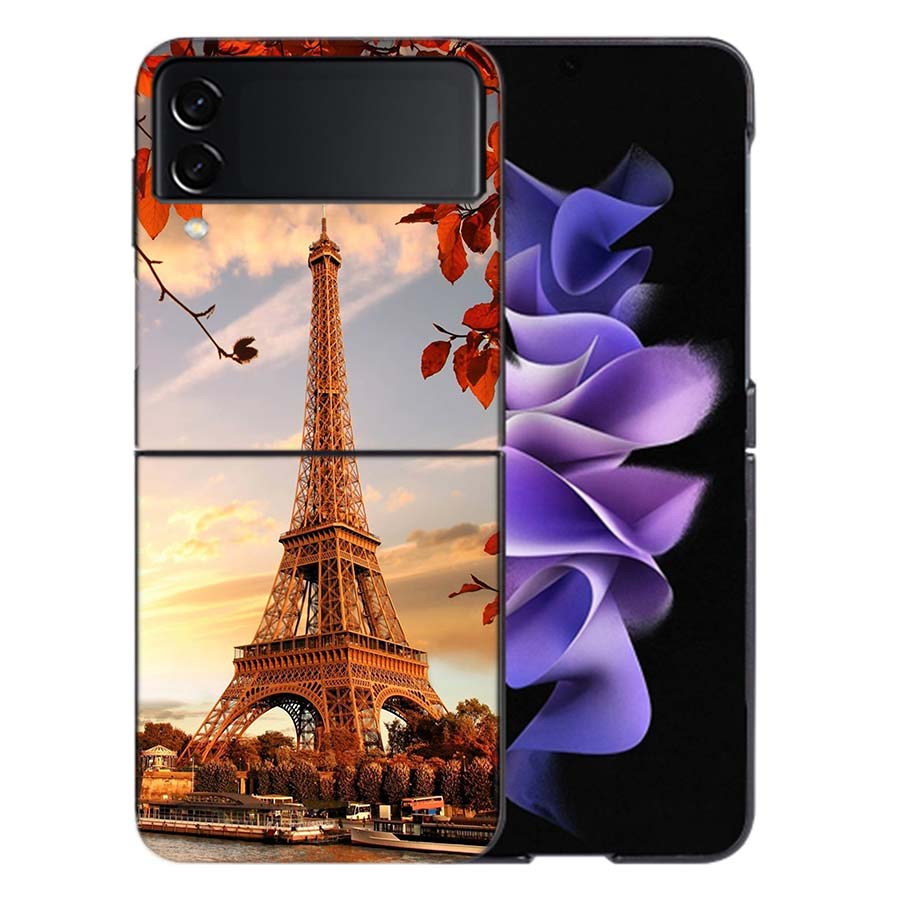 Eiffel Tower Art Phone Case For Samsung Z Flip 6 7 5G Galaxy Z Flip 5 4 3 5G Cases Shockproof Hard Cover TPU