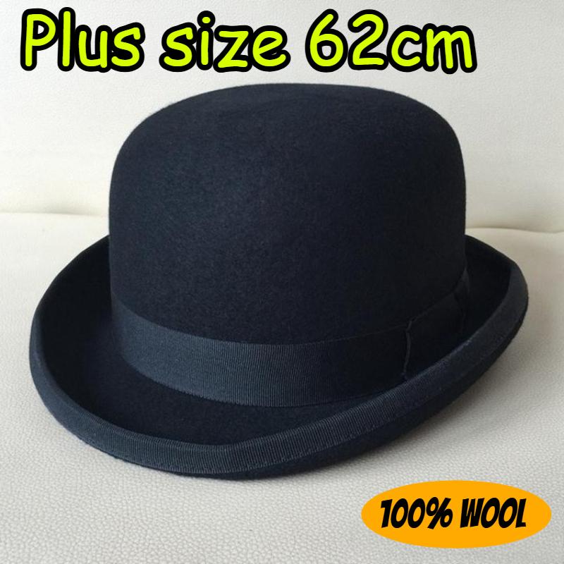 Velká velikost 100% plstěný cylindr pro muže Formální fedora pro ženy Halloween Klobouk buřinka Klobouk pro gentlemana Trilby Čarodějnická čepice 54-62 cm