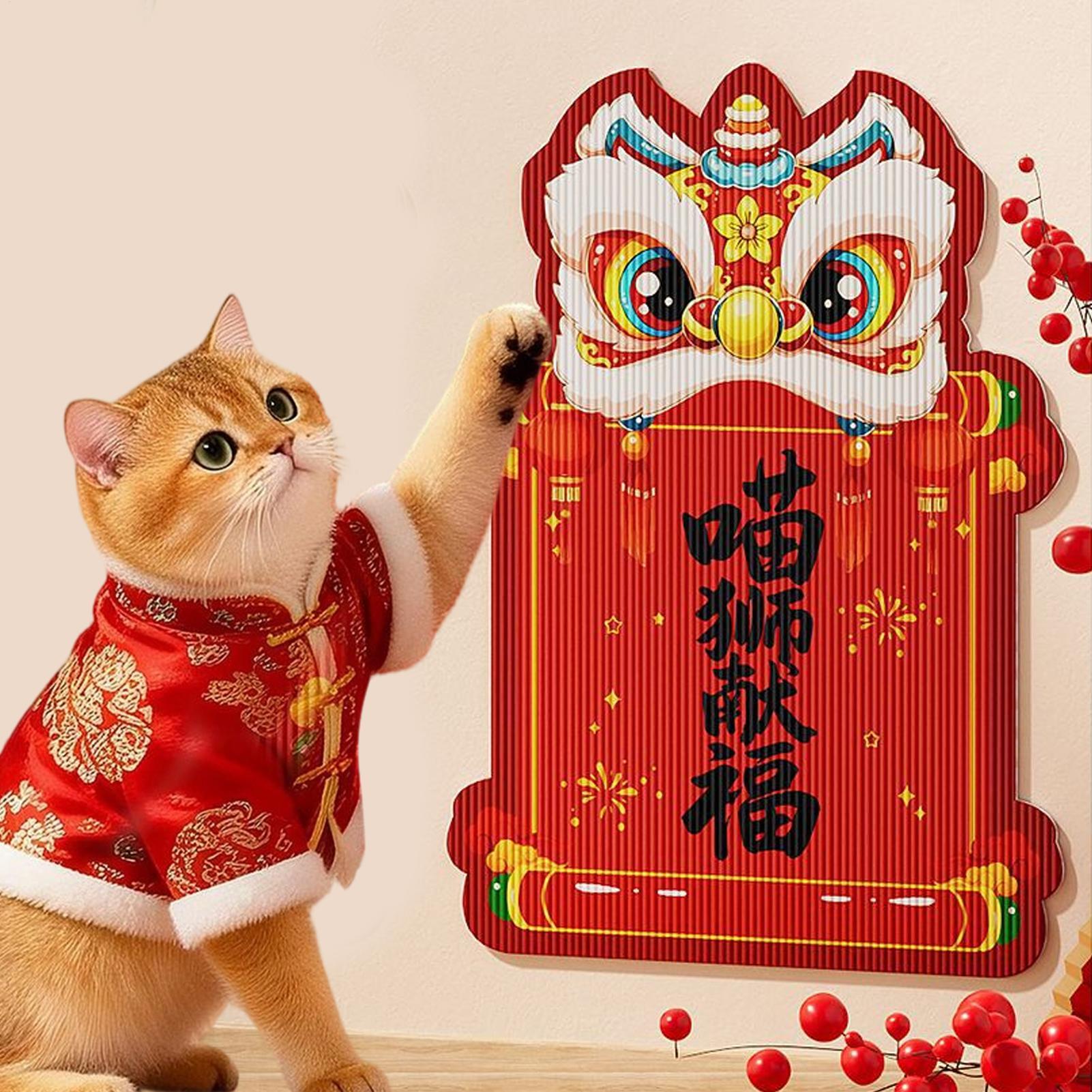 

Cat Scratching Pad Chinese New Year Wall-Mounted Pet Supplies Cat Scratch Pads for Door Sofa Indoor Grinding Claw Playing S