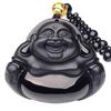 Obsidian Laughing Buddha Pendant Belly Maitreya Charm Classic Statue Jewelry