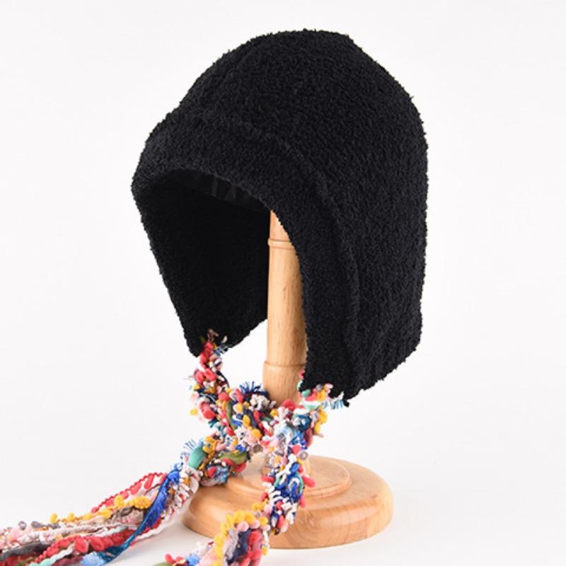 Mütze Damen Winter Warm Ohrenschutz Gestrickte Überziehmütze Sturmhaube Hut Band Doppelnutzung Plüsch Blitzmütze