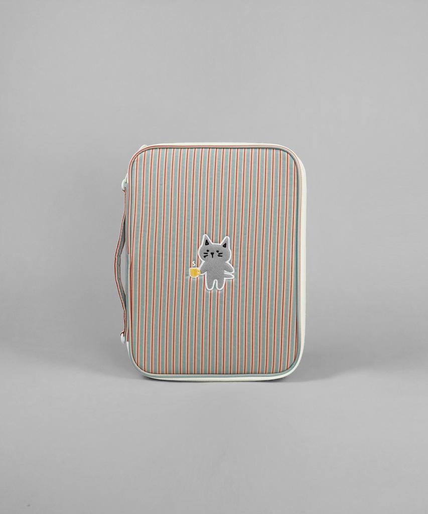 Kimhachan Striped Kitty Ipad Pouch - 3 Colors
