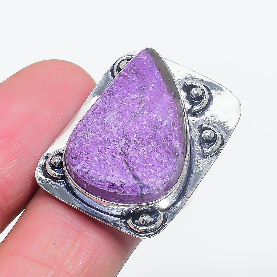 

Natural Purpurite Gemstone Handmade 925 Sterling Silver Jewelry Ring Size 9 E2D20