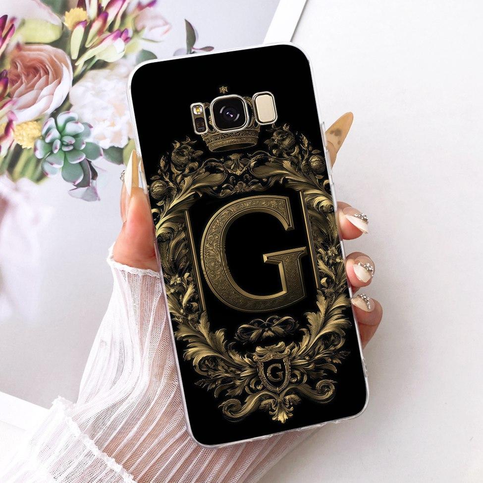For Samsung S8 Clear Case SM-G950FD Luxury Crown A-Z Letters 2D Flat Pattern Funda For Samsung Galaxy S8 G950F Soft Phone Casing