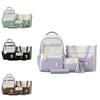 Canvas Casual Backpack Five Piece Set For Students With Rabbit Letter Pattern For School Use