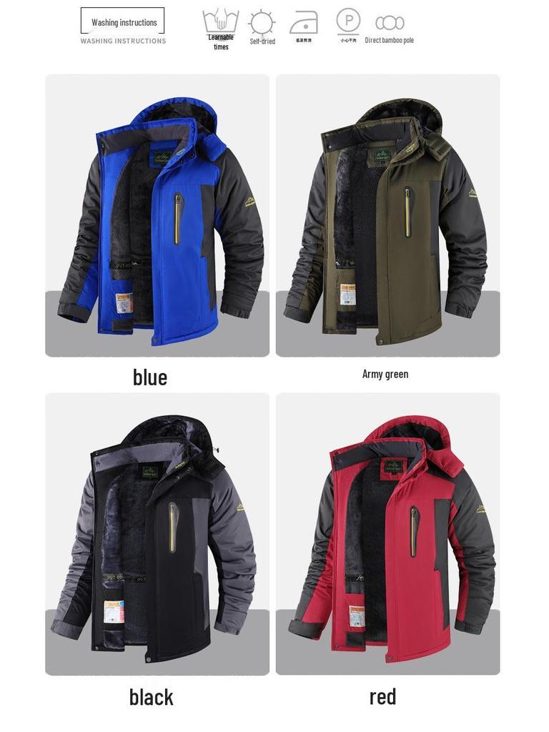 Men's Plus Size Winter Down Jacket and Pants: Fleece-Lined, Thick, Windproof, Waterproof Mountaineering Suit.