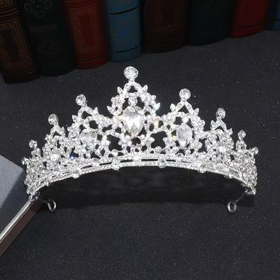 Brautkrone Tiara Geburtstagsfeier Legierung Stirnband Strass Königin Haarschmuck Hochzeitskleid Krone