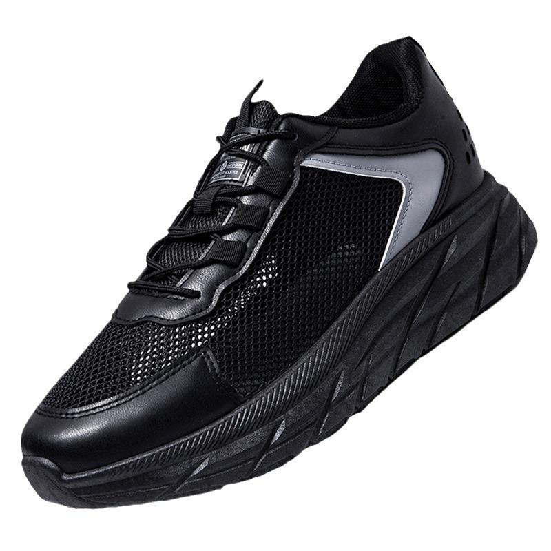 Men's Sports Shoes Autumn Breathable Black Mesh Men's Soft-soled Trendy Running Shoes Lightweight Fly-woven Casual Shoes