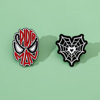 European and American Film and Television Characters Spider-Man Metal Badge Love Spider Web Styling Alloy Oil Drop Brooch Pin Accessories
