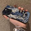 Electroplate Silver IMD Phone Case for IPhone 16 15 14 13 PRO MAX 11 12 13 PRO X XS XR 7 8 Plus Cute Blue and White Cat Cover