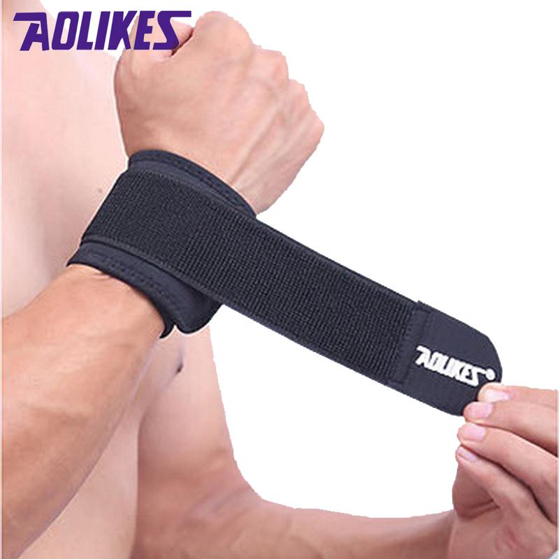 AOLIKES 2Pcs/Lot Wrist band Men For Gym Powerlifting Wrist Support Wraps Straps Protector Wristwraps Sports Fitness Wristband 1