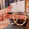 New Exaggerated Twisted Women's Hoop Earrings Gold Color Uneven Metal Loop Earrings Punk Personality Fashion Ear Zircon