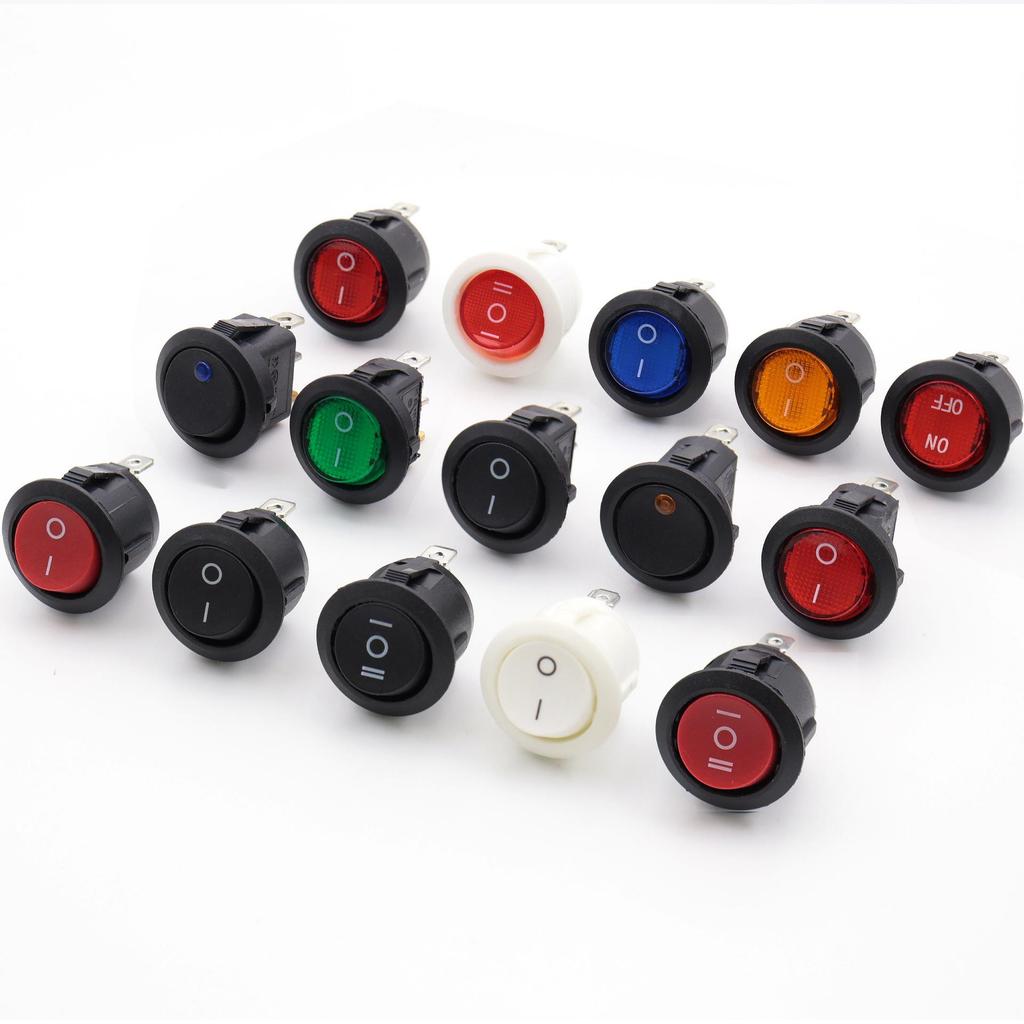 KCD1 Round 20mm Power Rocker Switch with Light, Multi-Position, 2/3/4 Pins
