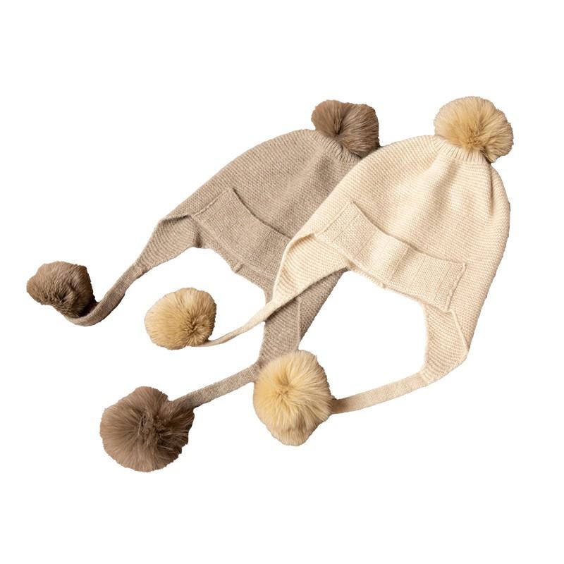 Autumn and winter new cashmere blended hat knitted hairball versatile bag head ear protection cold warm hat