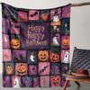 Vintage Gothic Pumpkin Ghost Pattern Flannel Throw Blanket Soft Lightweight Bed Sofa Cover,Decorative Halloween Themed Plush Fleece Throw for Home Dec