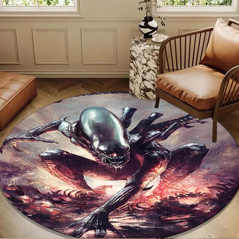 Alien Fire Round Mat, Anti-slip Circle Carpet Chair Rug For livingroom,Bedroom, Doormat Home Decor Gift Christmas Gifts