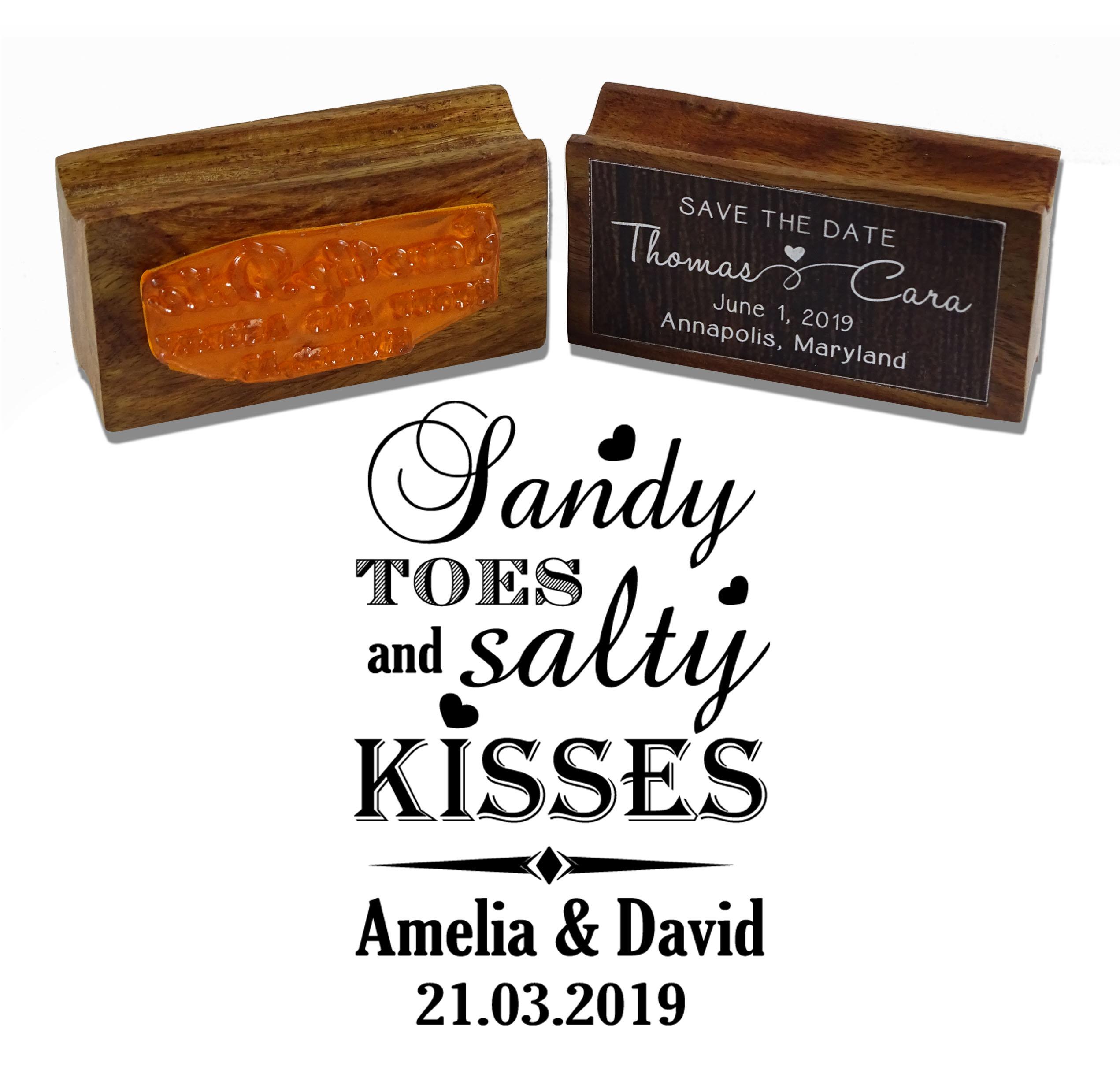 

Printtoo Personalized Sandy Toes And Salty Kisses Rubber Stamp Custom Wood Mounted Wedding Favor Stamper-2.3 x 1.5 2.3 x 1.5 Inches