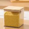 Large Square Flour Sugar Storage Container Airtight Plastic Food Jar with Wooden Lid for Flour Sugar Cookies Rice Coffee Beans Kitchen Pantry
