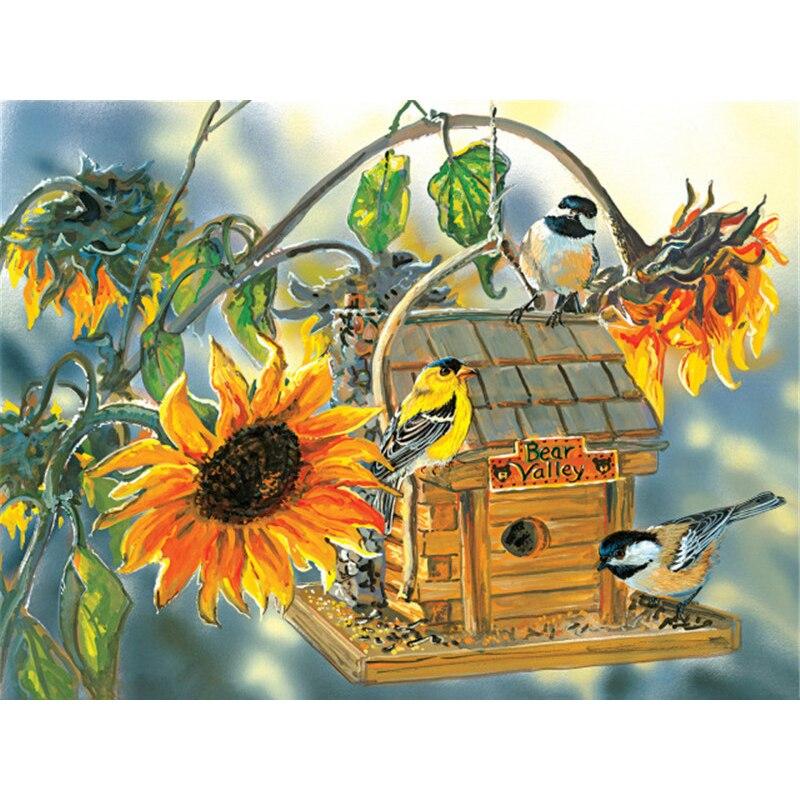 5D DIY Diamond Painting Bird's Nest Flower Diamond Embroidery Animal Cross Stitch Full Round Drill Home Decor Manual Gift