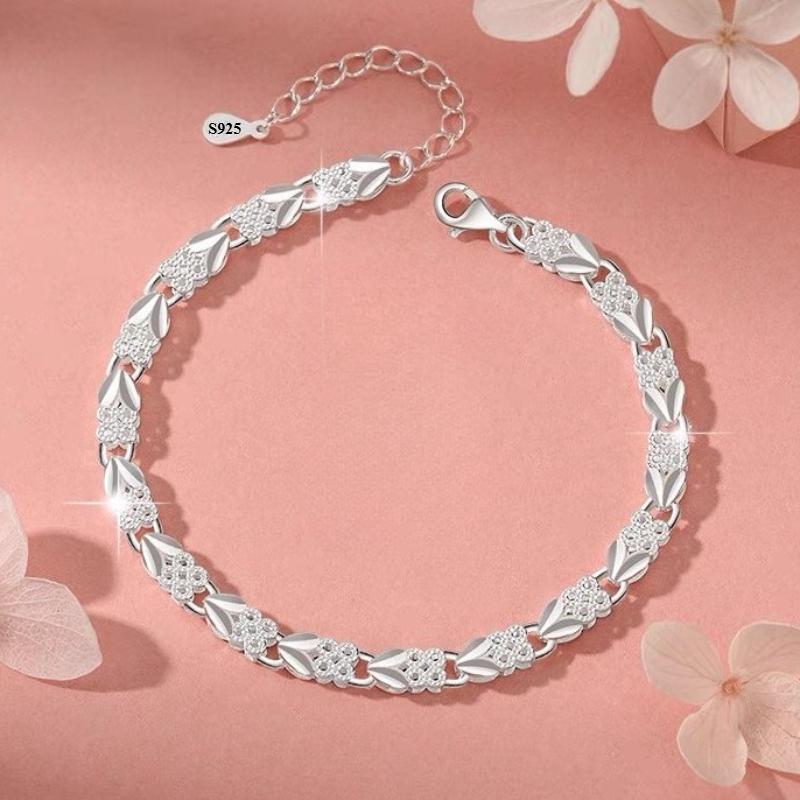 925 Silver Heart Bracelet for Women Elegant Adjustable Romantic Jewelry Gift Set for Party Wedding Anniversary