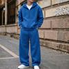 American Fashion Solid Color Zipper Hoodie and Wide Leg Pants Casual Set
