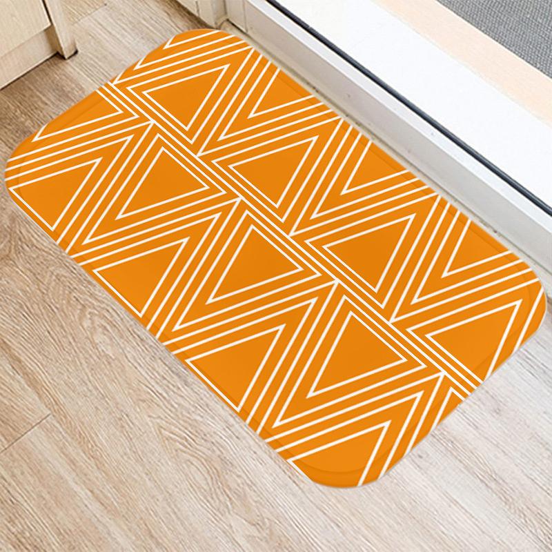 Fashion Orange Geometric Pattern Entrance Door Mat Bathroom Kitchen Anti-Slip Floor Indoor Room Home Decor Non-Slip Rug