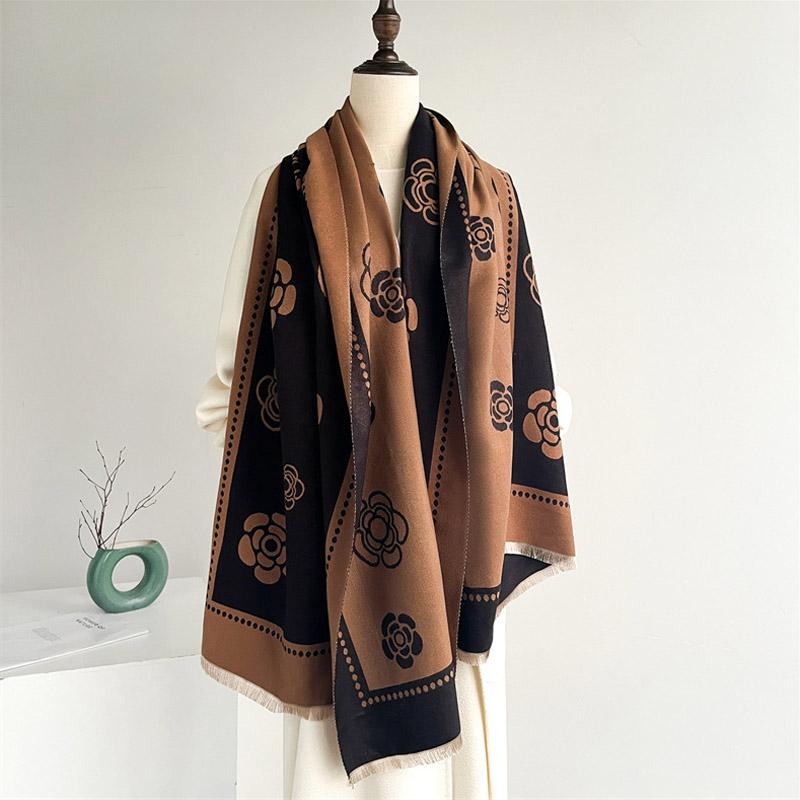 Autumn Winter Tassel Scarf Cashmere Women Pashmina Design Floral Wrap Female Thick Blanket Soft Bufanda Warmth Shawl Kerchief