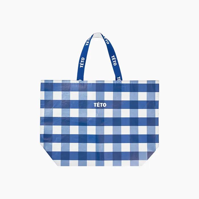Teto Reusable Bag Checkerboard Blue L