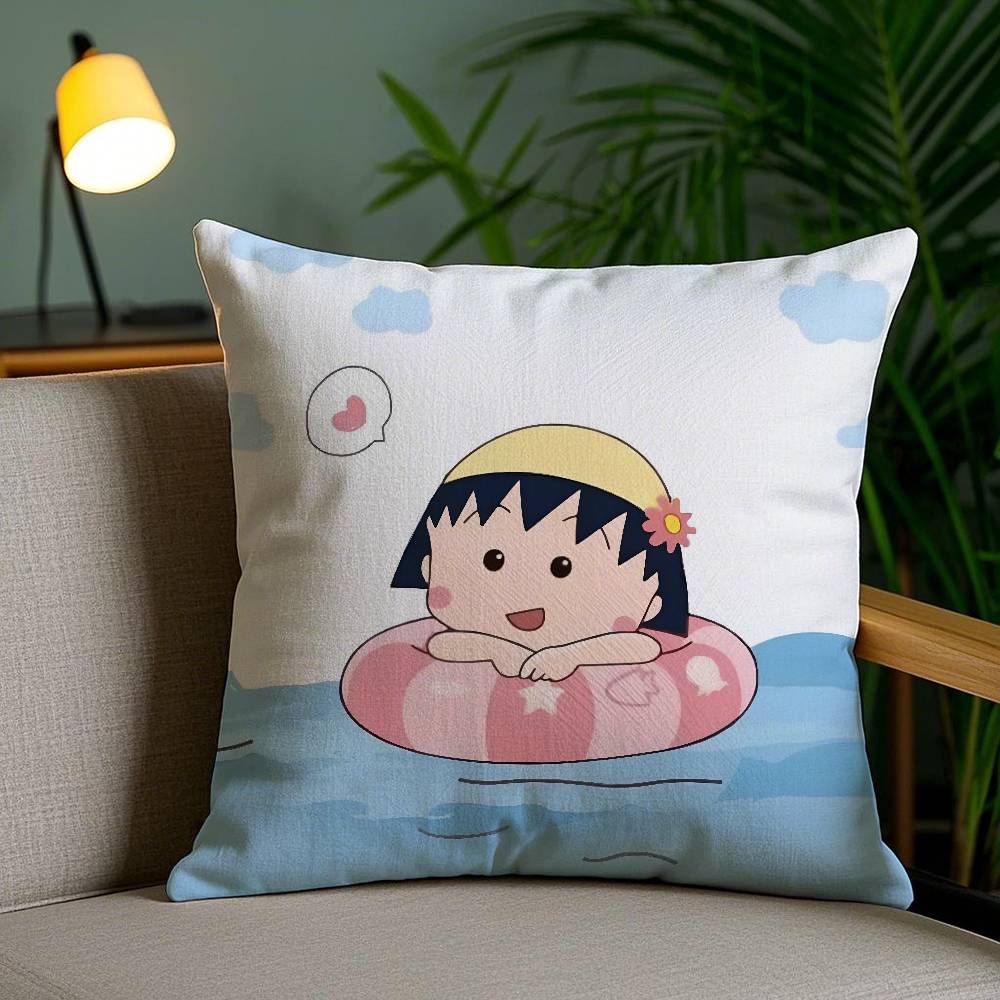 Cartoon Chibi M-Maruko-ChanS Pillow Case Sofa Short Plush Double-sided HD Printing Room Home Office Gift Cushion Cover