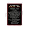 Placa de Metal com Frases Inspiradoras - 10 Regras de Ouro - 7 Regras da Vida - Notas de Sucesso - Pôster em Inglês para Decoração de Parede de Escritório de Empresa