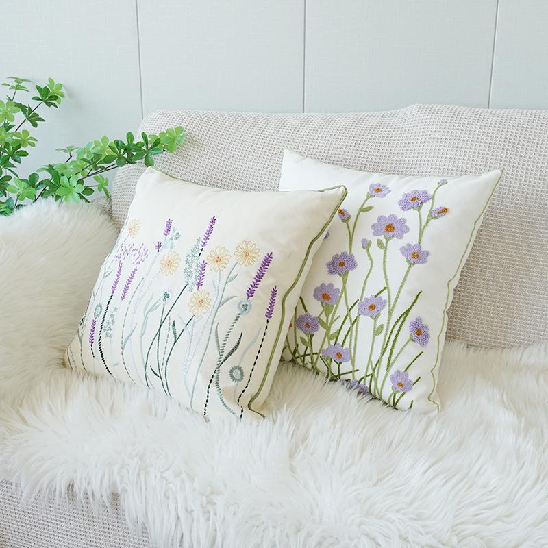 45x45cm Cotton Sofa Pillowcase Cojines Decoration Living Room Floral Embroidery Throw Cushion Cover Headboard Pillowcases