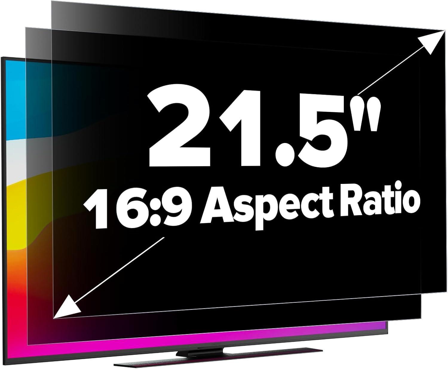 

21.5-Inch Privacy Screen Protector for Desktop Monitor, Anti-Peeping, 180° View, Removable with Buckle 2Way No Glue Privacy