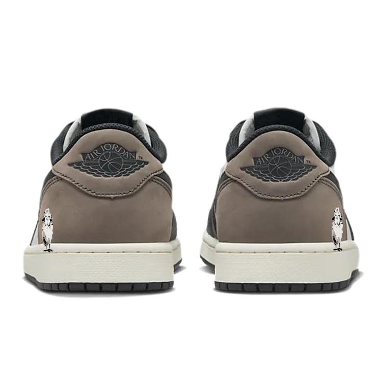 Jordan Air Jordan 1 Cushioning Slip Resistant Low top Vintage Basketball Shoes Men's Black White Brown CZ0790-102(Team366-)