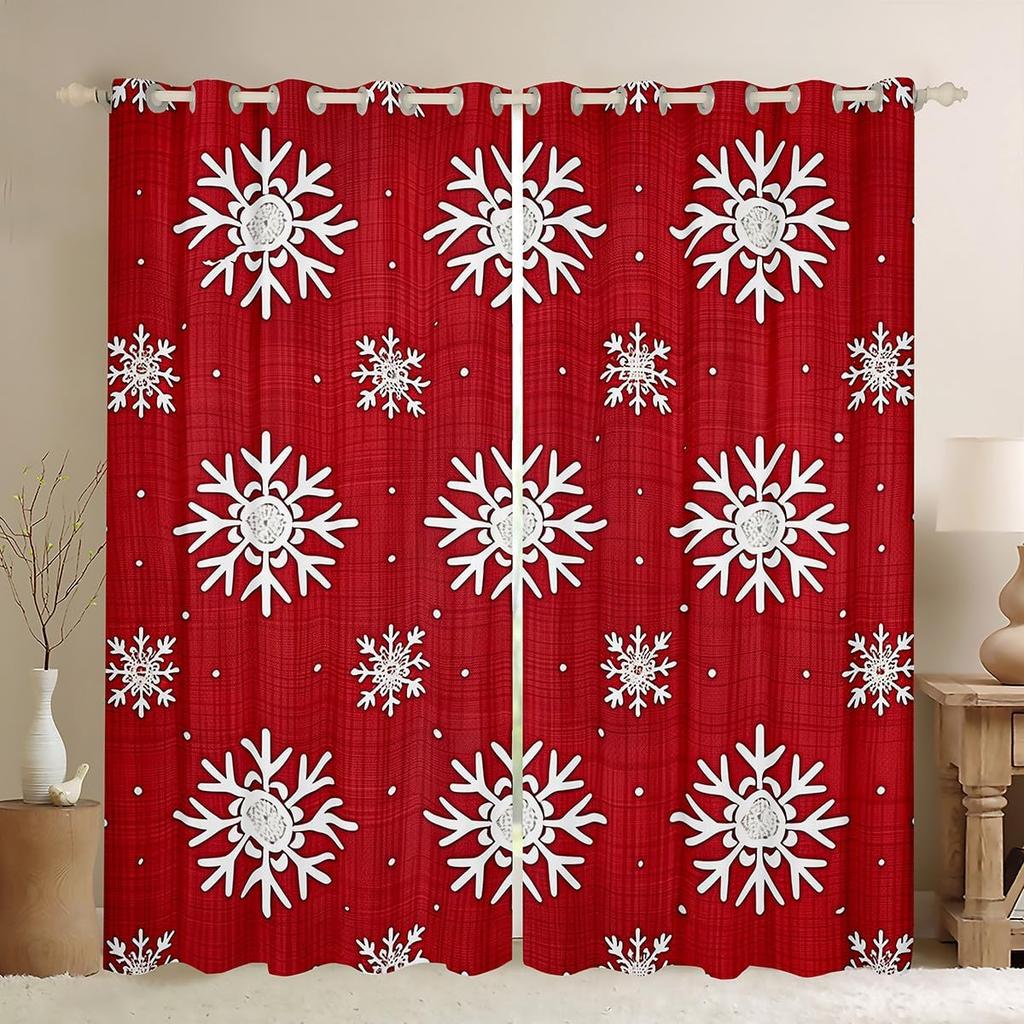 Snöflinga Gardiner Draperier God Jul Dekor Barn Pojkar Flickor Nyårspresent Glitter Galaxgardin Mörkläggande Tillverkad Av Polyester