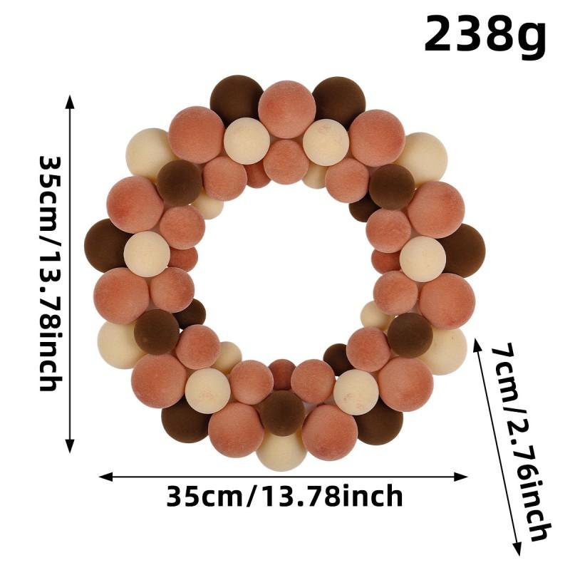 Multicolor Christmas Wreath With Pom Poms Nordic Style Door Wall Decor Holiday Window Display