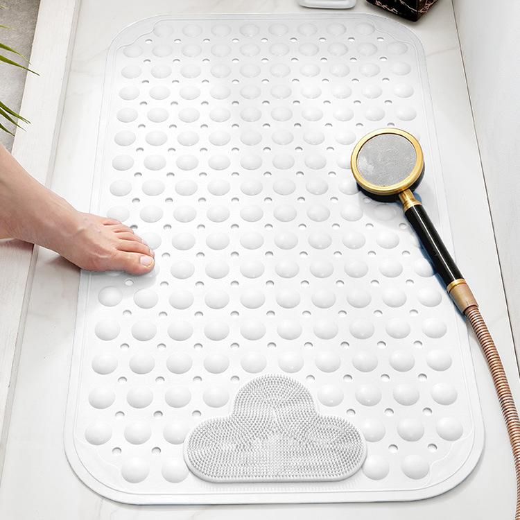 1pc PVC Non-slip Shower Mat with Suction Cups & Drain Holes, Massage Shower Rug Bathroom Mat Bathtub Mat Bath Rugs