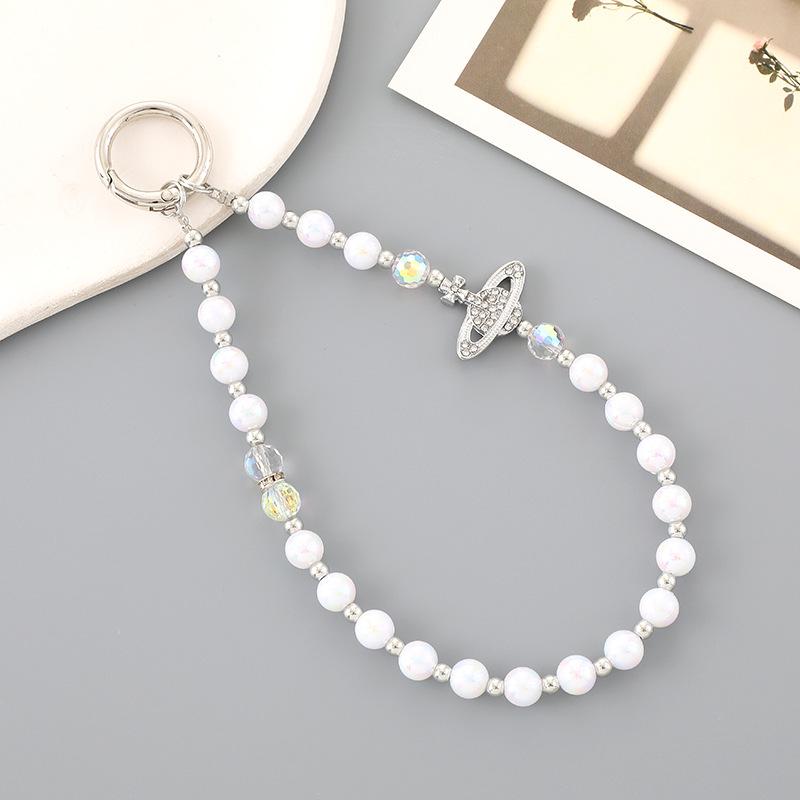 New Pearl Bow Beaded Pendant Phone Case Charm Wrist Strap Lanyard