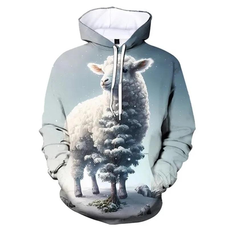 

Толстовки з 3D-друком вівці для чоловіків Світшоти з капюшоном із зображенням тварин і кози Дитячі смішні милі вуличні пуловери Жіноча толстовка 4XL