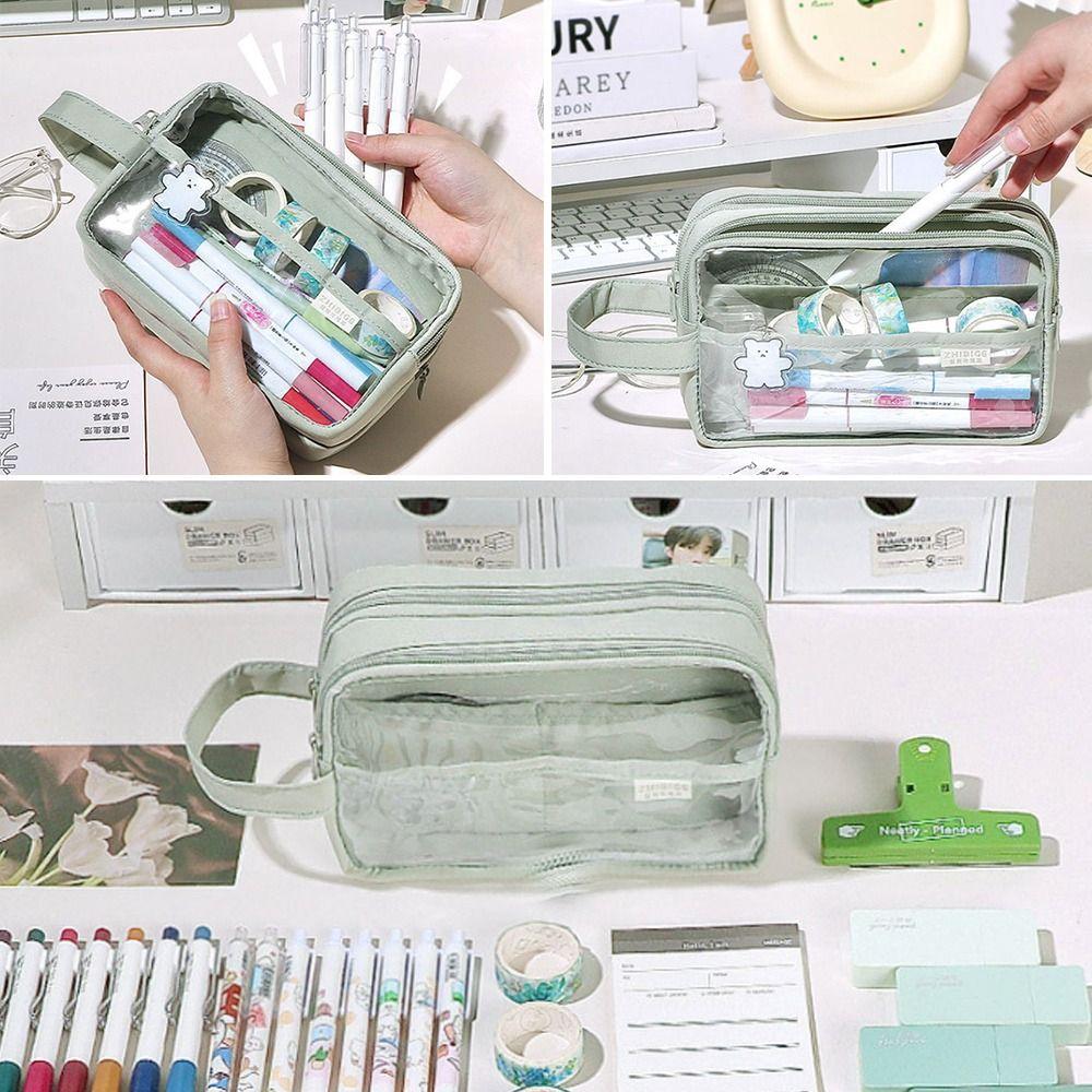 Large Capacity Pencil Bag 3 Layer Kids Pen Bag Portable School Cases  Student Gift