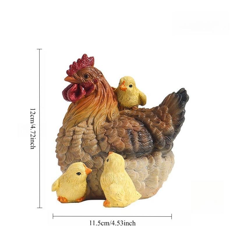 1Pc American Country Farm Simulation Resin Rooster and Hen Ornaments for Courtyard Lawn Garden Landscape Decorations